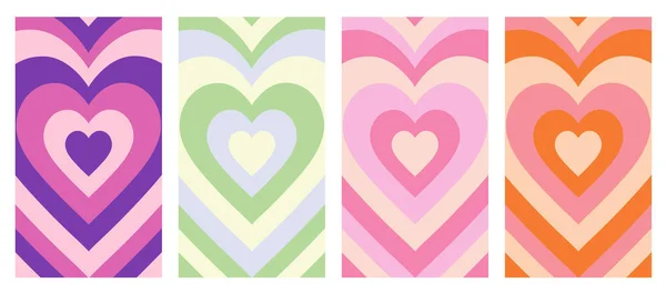 Cool Heart Geometrik Özgeçmiş Seti Lovely Vibes Poster Tasarımı Moda — Stok Vektör