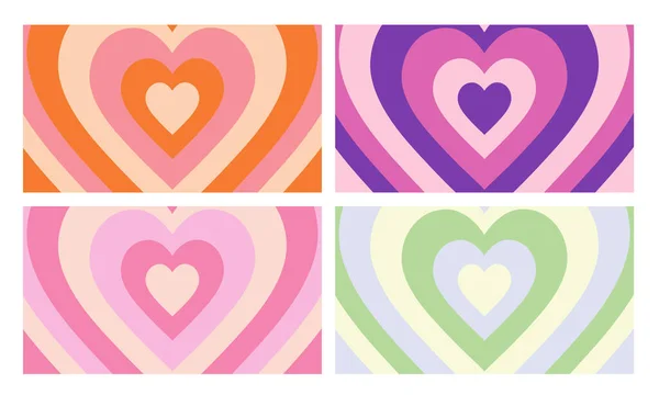 Cool Heart Geometrik Özgeçmiş Seti Lovely Vibes Poster Tasarımı Moda — Stok Vektör