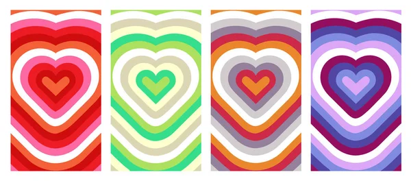 Heart Geometric Hypnosis Abstract Backgrounds Lovely Vibes Posters Design 80S — Stockvektor