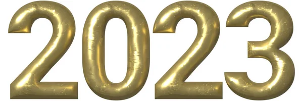2023 Złote Pogrubione Litery Renderowania Białym Tle Ścieżką Wycinania — Zdjęcie stockowe