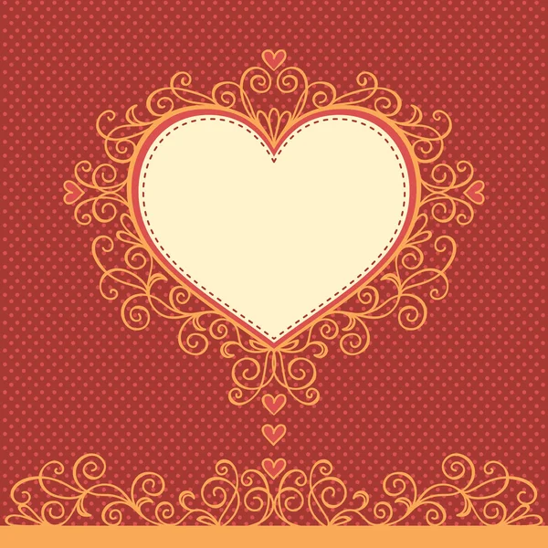 Frame with lace and heart — Stock Vector