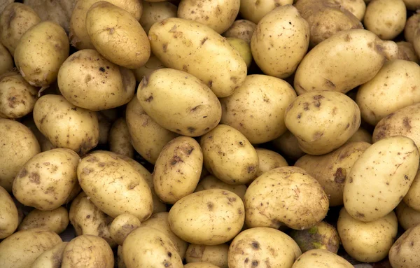 Ruwe aardappelen in de markt voor patroon textuur en achtergrond — Stockfoto