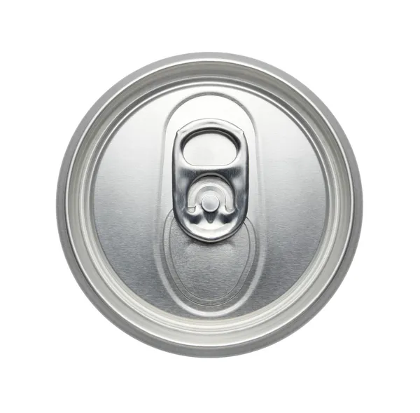 Can pull tab, Top of an unopened soda or beer can - Realistic photo image — Stock Photo, Image