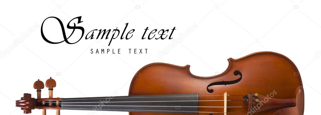 Violin, Classical shape with Space for text. Classic Violin, Music instrument isolated on white background