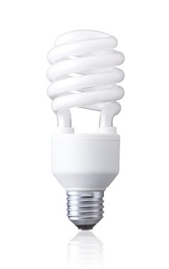 Beyaz enerji tasarruflu ampul, aydınlatmalı ampul, twist Cfl ampul beyaz arka plan üzerinde izole