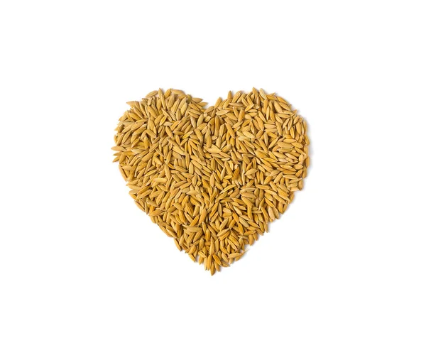 Rice Lover Pile Paddy Rice Grain Heart Shape Isolated White Stock Photo