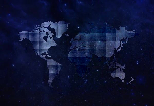 어두운 밤하늘에 World Map Dark Night Sky Backdrop Banner 글로벌 — 스톡 사진