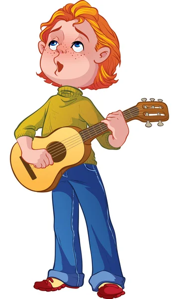 Niño con guitarra — Vector de stock