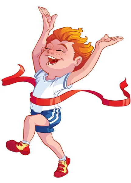 Boy at the finish — Stock Vector