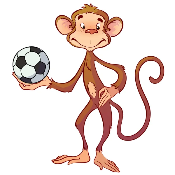 Monkey with a soccer ball — Stock Vector
