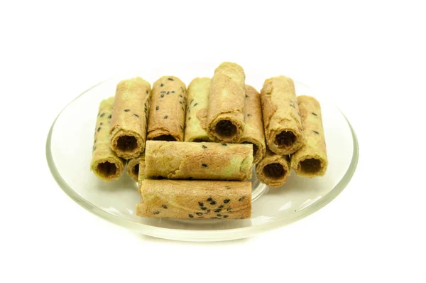 Rollo de galleta de coco tailandés en dished . — Foto de Stock