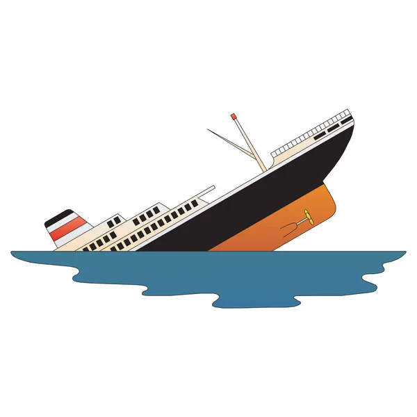 Ship Sinking vector illustration isolated on a white in EPS10 — Vettoriale Stock