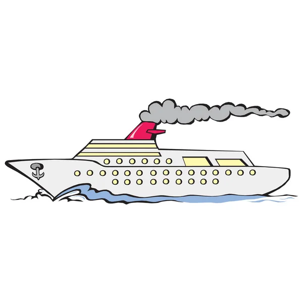 Großes Cartoon-Dampfschiff - Vektor-Illustration isoliert auf einem weißen in EPS10 — Stockvektor
