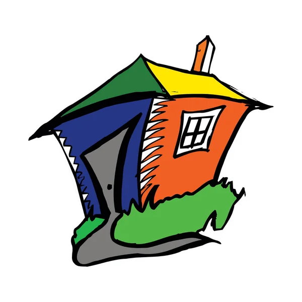 Oud gezellig landelijk huis. Vector is geïsoleerd op een witte achtergrond. Dorp, voorstad. Sprookje leuk cartoon huis. Platte gedetailleerde stijl. Mooi gebouw. — Stockvector