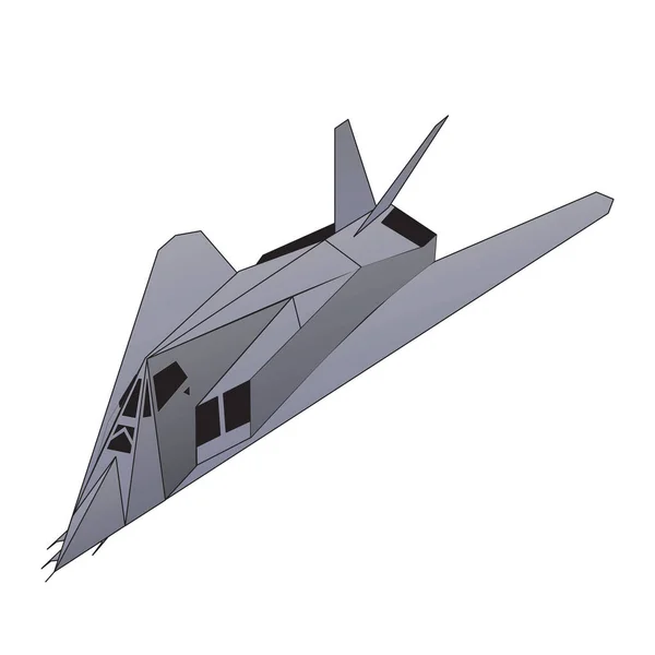 Illustration isométrique détaillée d'un chasseur furtif F-117 Nighthawk en vol dans l'EPS10 — Image vectorielle