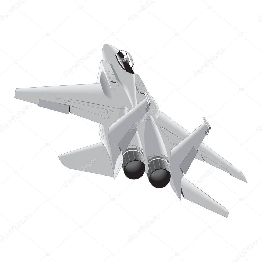 Fighter aircraft F-15 icon vector.Vector illustration with line art, EPS.