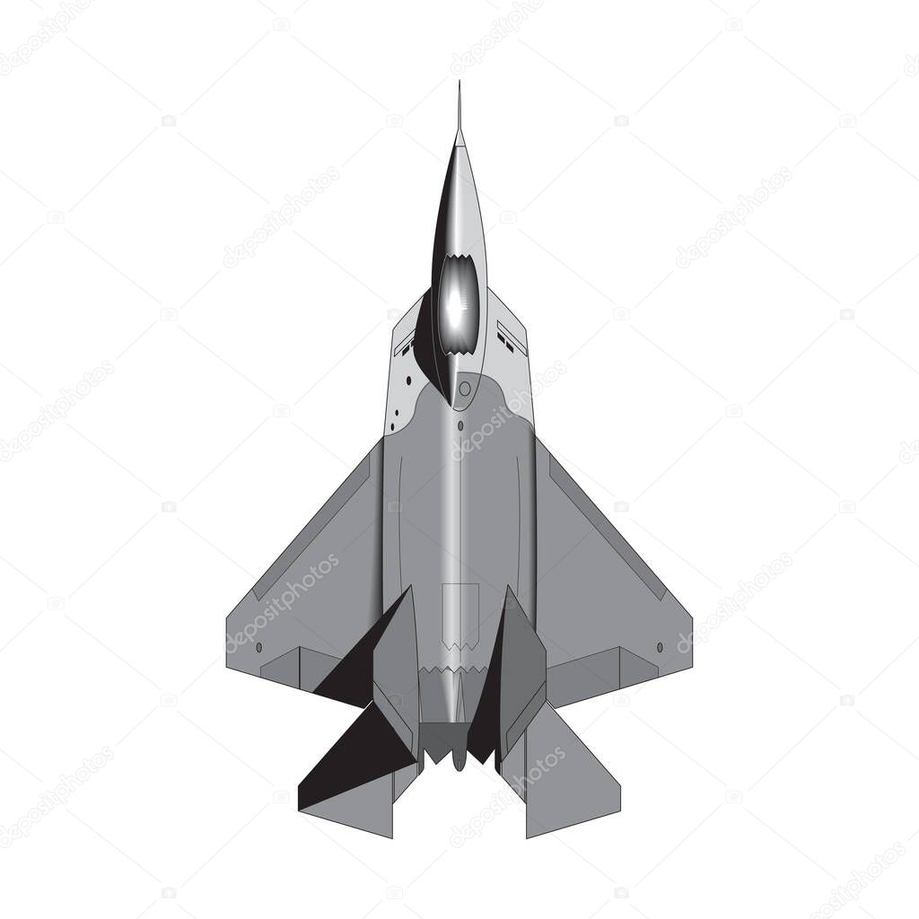 F-22 raptor. Cartoon character isolated on white background.