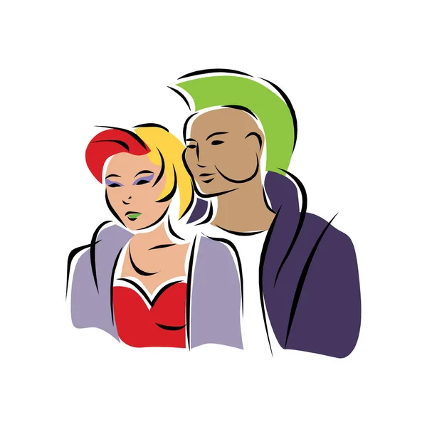 Illustration vectorielle d'un heureux couple moderne dans EPS10 — Image vectorielle