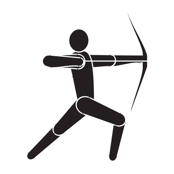 Athlète de tir à l'arc avec arc composé. Illustration vectorielle isolée sur fond blanc. — Image vectorielle