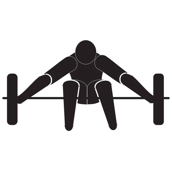 Weightlifting. Weight lifter with big barbell isolated vector silhouette, Strong man on a white background — Stock Vector