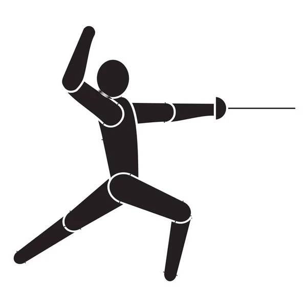 Scherma giocatore sportivo disegno vettoriale illustrazione, Scherma creativa modello logo sportivo, icona simbolo — Vettoriale Stock
