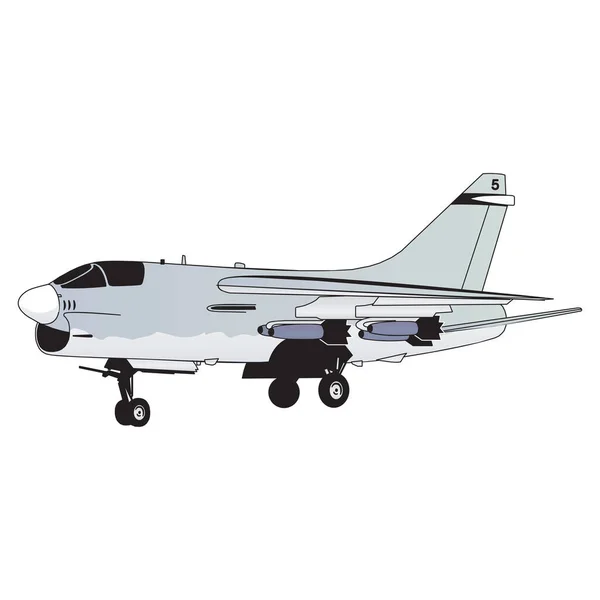 Lufttransport Militär Fighter Usaf Luftfart Jetflygplan Tecknad Stil Vektor Illustration — Stock vektor