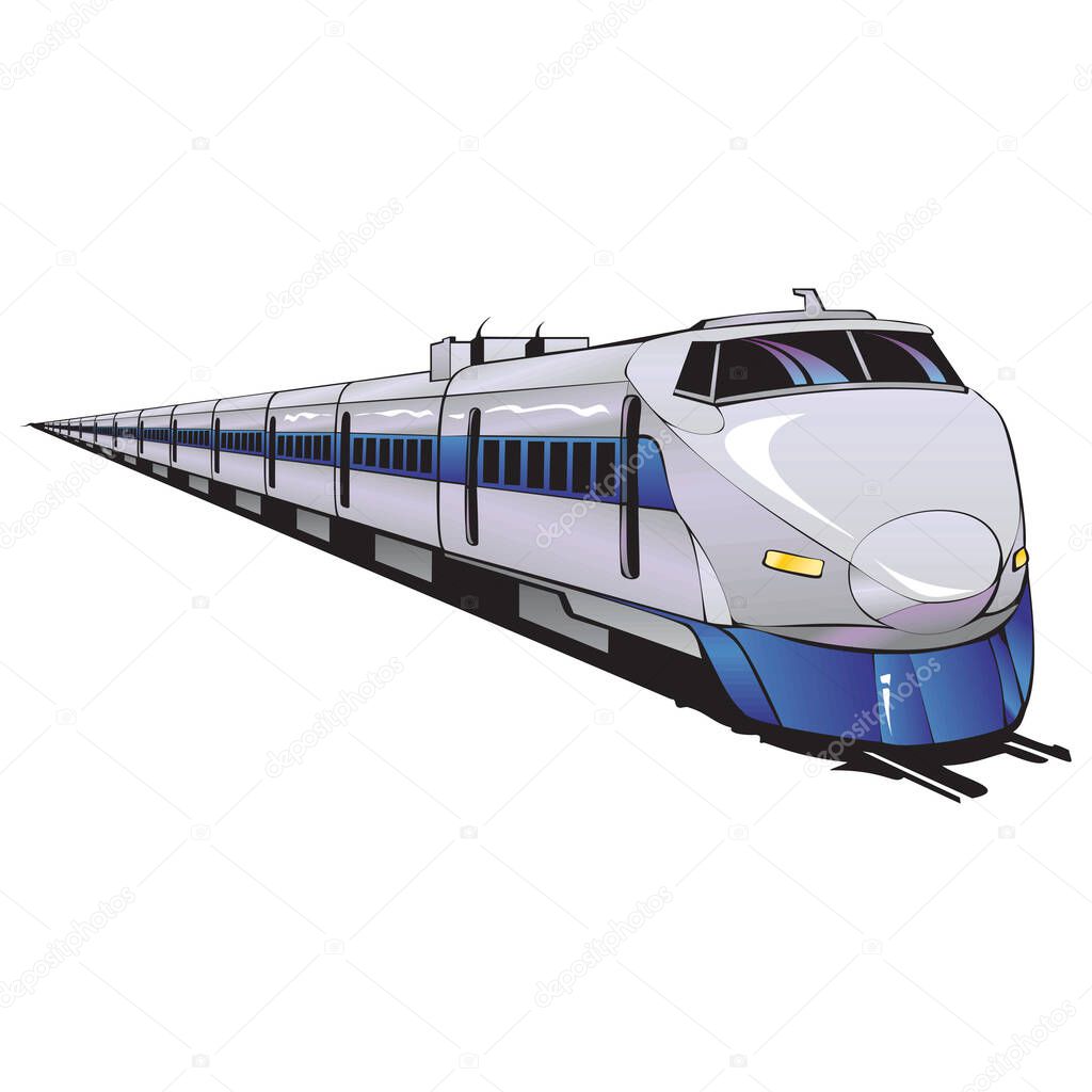 Futuristic locomotive. Vector art in gray-yellow tones