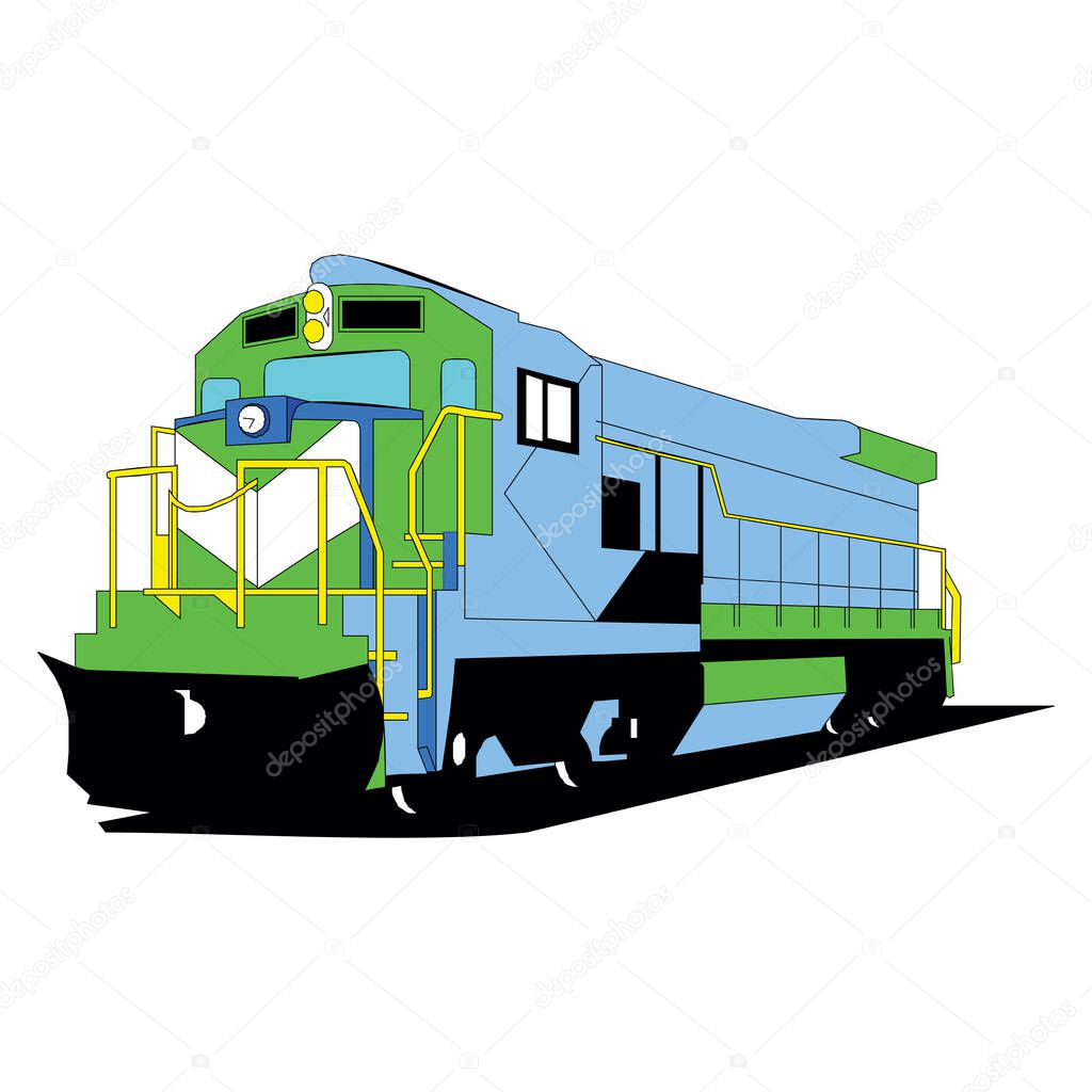 Futuristic locomotive. Vector art in gray-yellow tones