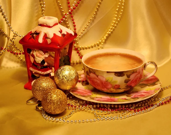Decoration for Christmas and New Year, cup of coffee — Stock Photo, Image
