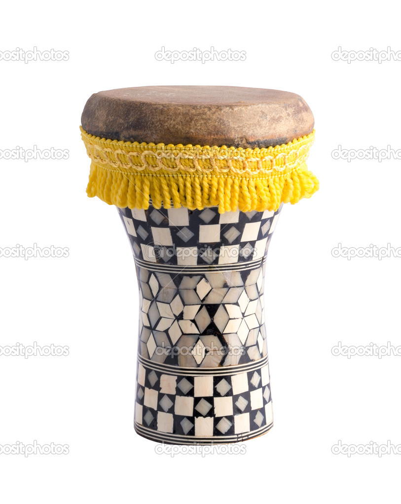 Authentic arabian drum on a white background. 