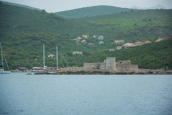 Antigua Fortaleza Paisaje Marino Montenegro Vista Desde Mar Costa — Foto de Stock