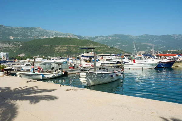Editorial Budva Montenegro Junio 2021 Amarre Con Barcos Budva — Foto de Stock