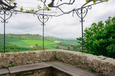 Yazın Fransa 'nın Lautrec kentindeki bahçeden Fransız tarlalarına güzel bir manzara.