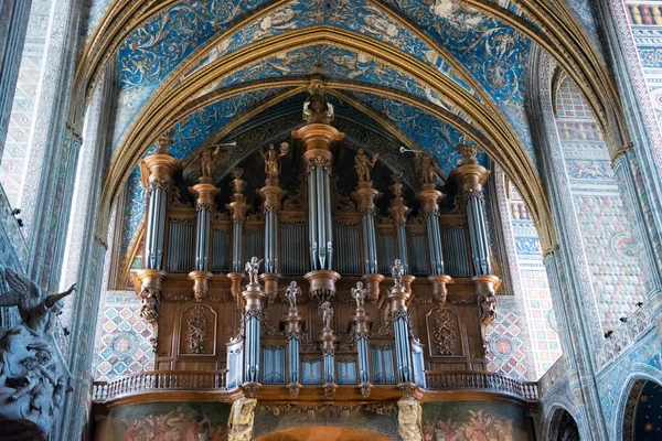 Organ Paintings Sculptures Albi Cathedral Place Sainte Cecile Albi France — Foto Stock