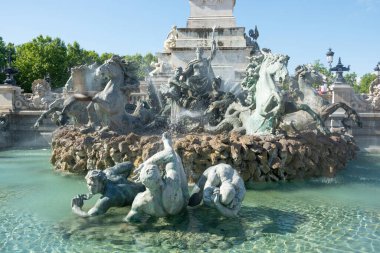 Sculpture of the fountain of the Girondins in Bordeaux