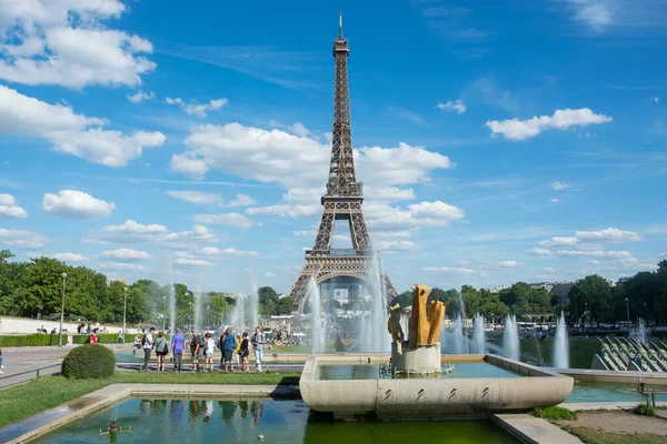 Szerkesztőség 2022 Június Párizs Franciaország Eiffel Torony Trocadero Szökőkutak Nyáron — Stock Fotó