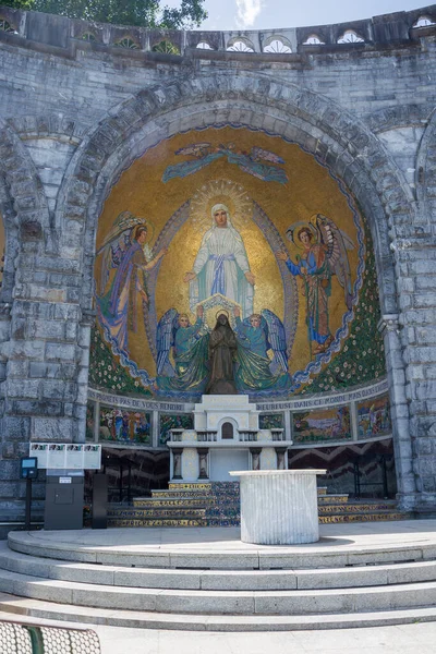 Staty Och Fresker Nischen Nära Basilikan Den Heliga Rosenkransen Lourdes — Stockfoto