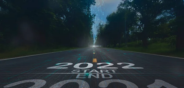 2022 Ano Novo Começar Conceito Reto Virtual Dashboardword 2022 Escrito — Fotografia de Stock