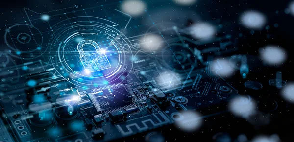 Cyber Sicherheit Digital Vorhängeschloss Symbol Cyber Sicherheitstechnologie Netzwerk Und Datenschutztechnologie — Stockfoto