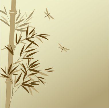Bamboo with dragonflies clipart