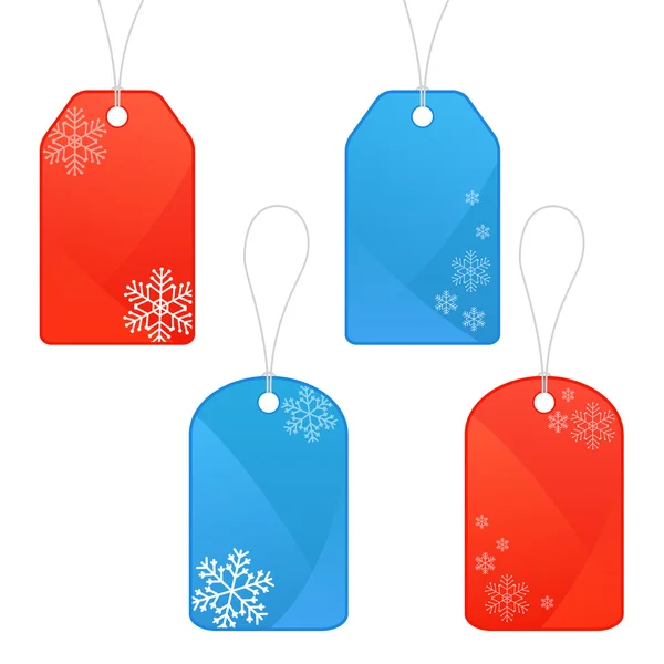 Set of winter and Christmas tags with snowflakes — Stock Vector