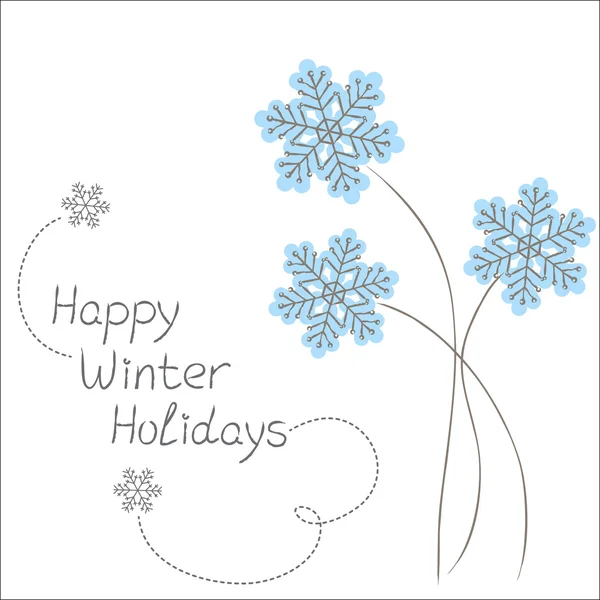 Greeting card with flowers-snowflakes — Stock Vector