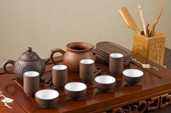 Set de té listo para la ceremonia tradicional del té chino —  Fotos de Stock