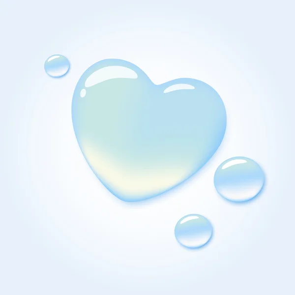 Pure water drop in shape of heart — Stock Vector