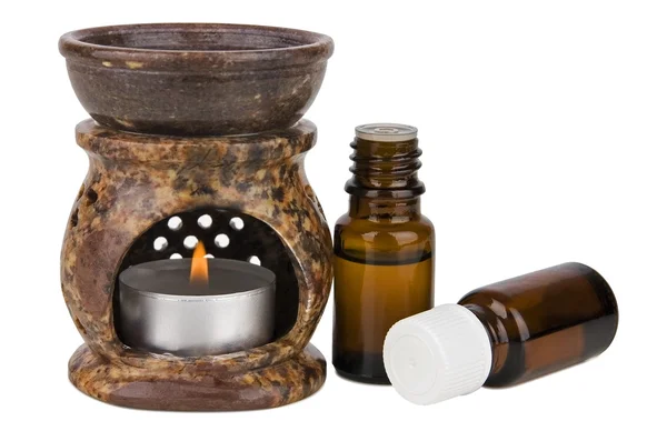 Aromatherapie lamp en oliën — Stockfoto