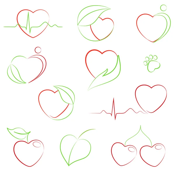 Conjunto de ícones de corações — Vetor de Stock