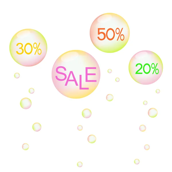 Design for sale with multicolored soap bubbles — Stock Vector