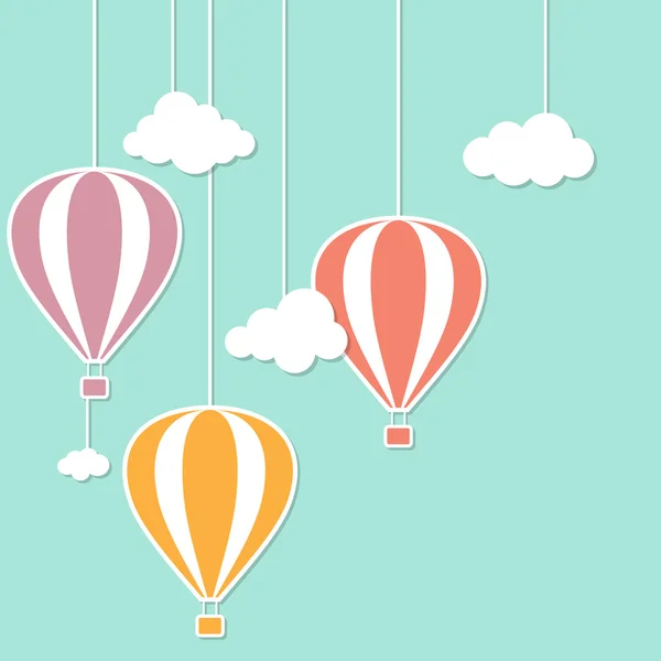 Globos y nubes de aire caliente — Vector de stock