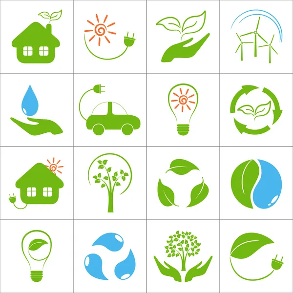 Eco friendly ikony nastavit — Stockový vektor