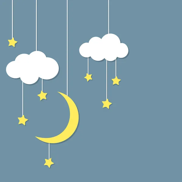 Night background with new moon — Stock Vector